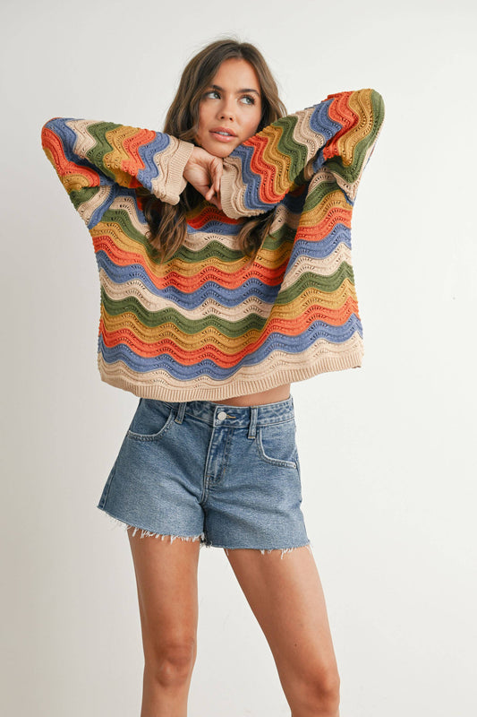 BUTTERMELON - Color Block Sweater  - BMW7639