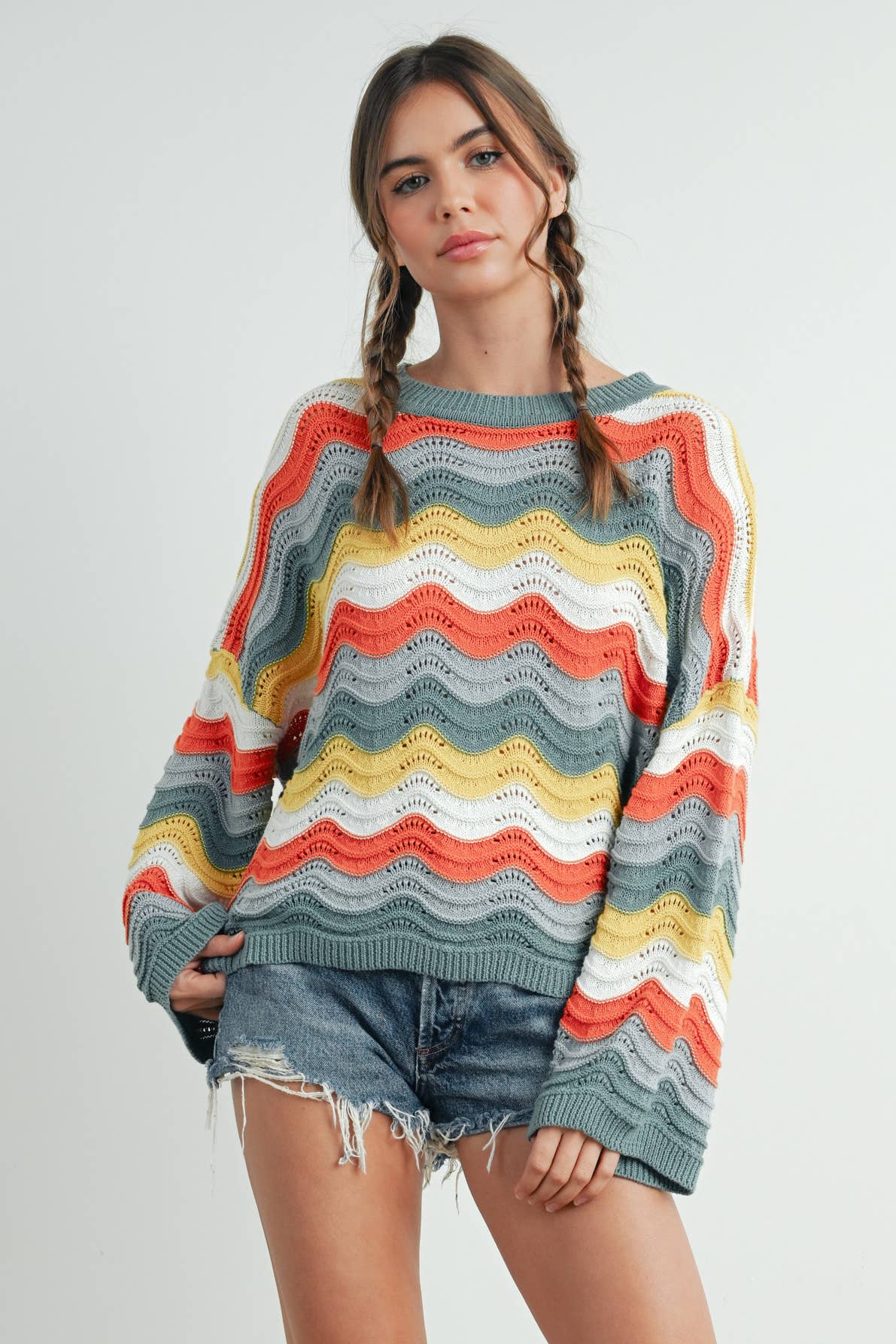 BUTTERMELON - Color Block Sweater  - BMW7639