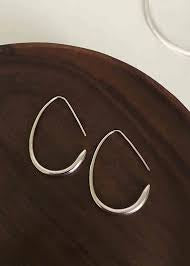 “Minimalist Silver Crescent Hoop Earrings”