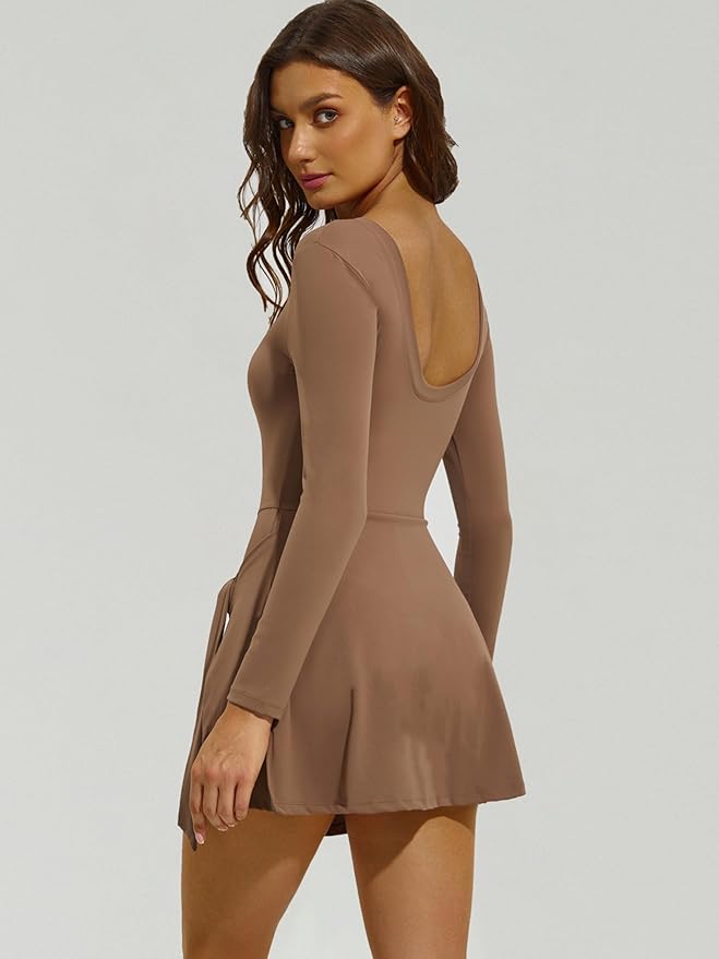 Long-Sleeve Tennis Wrap Dress