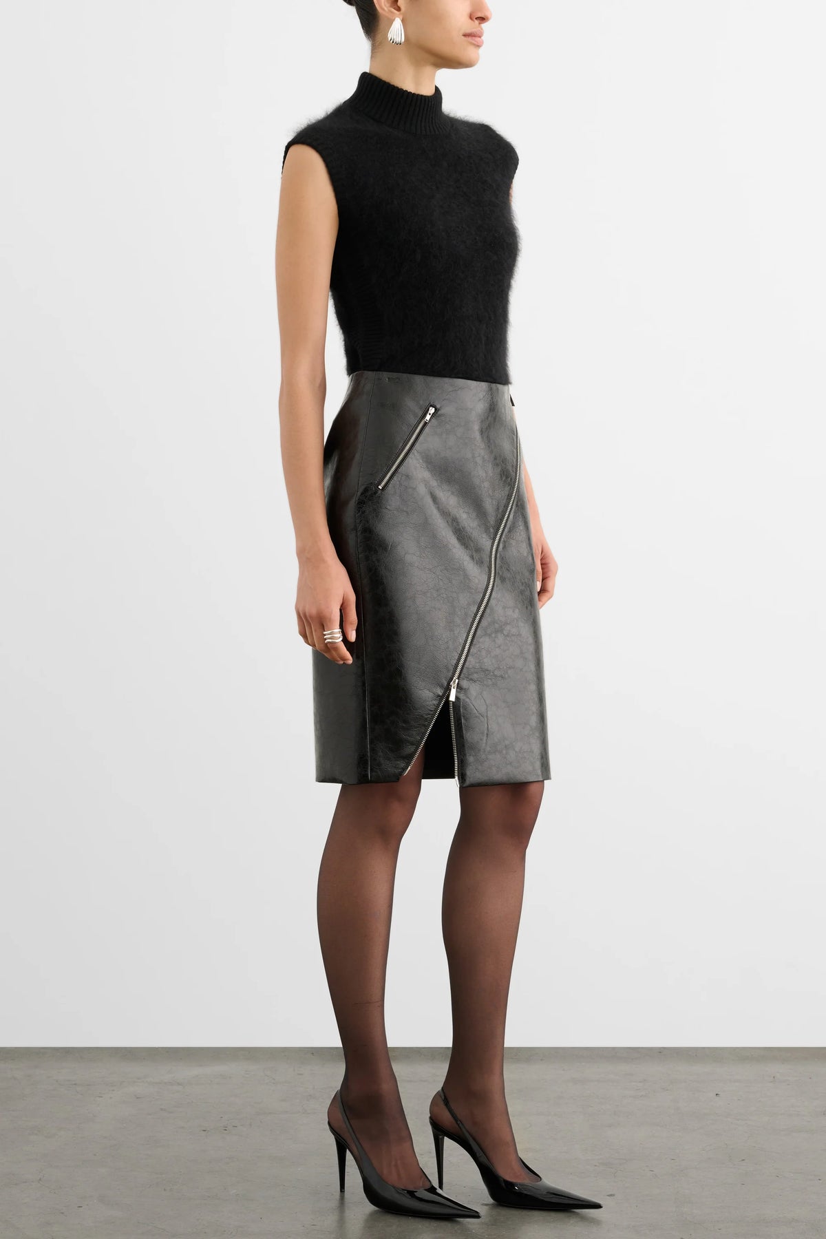 Verena Asymmetrical Zip Front Skirt