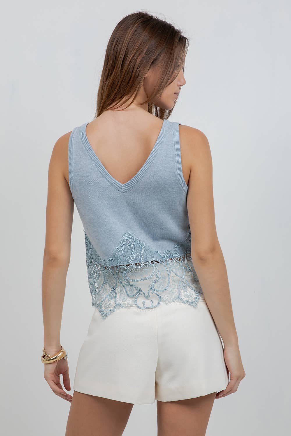 Whiteroom+Cactus - KNITTED SWEATER WITH LACE EDGE DETAILING - CREAM / M