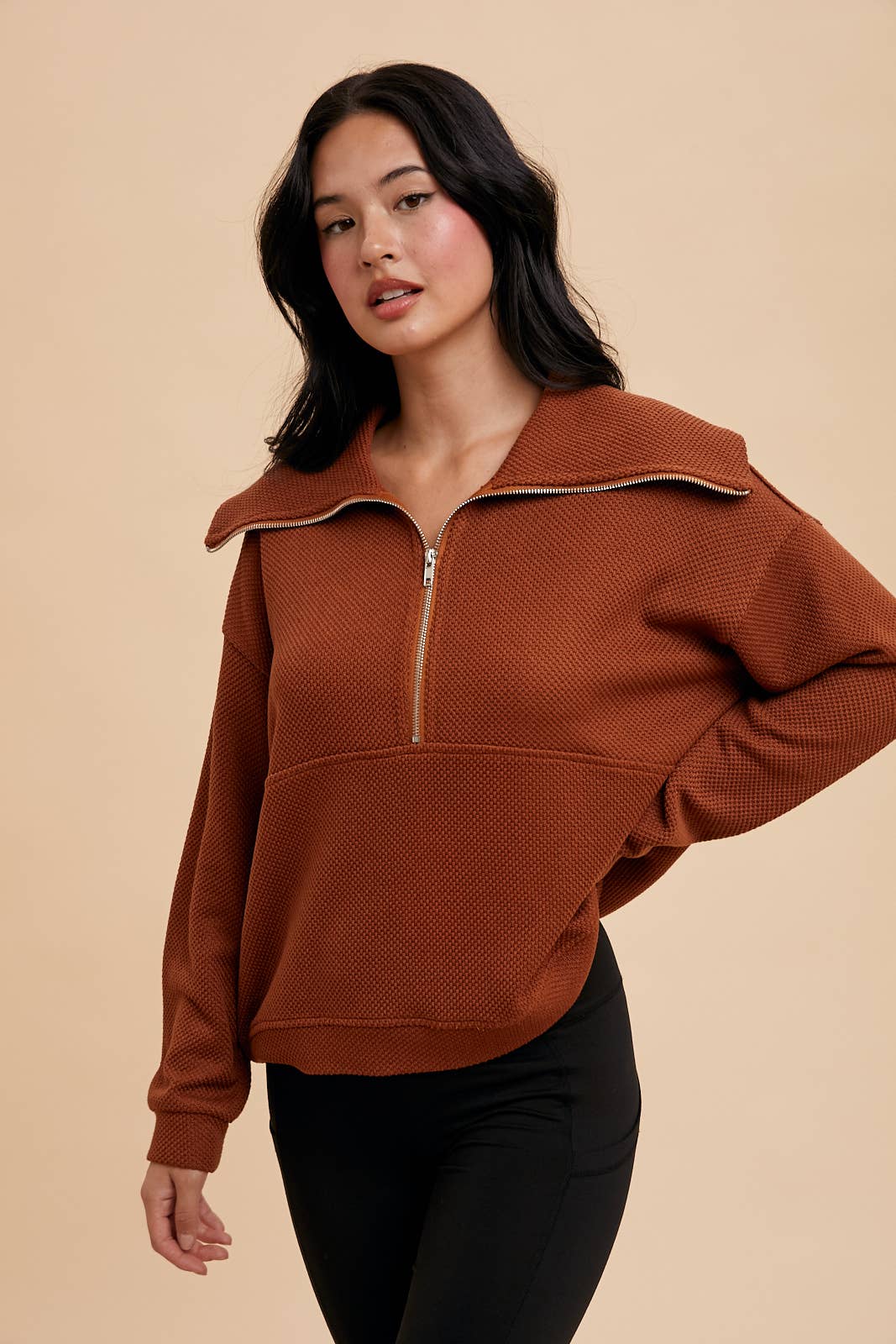In Loom - EXAGGERATED LAPEL QUARTER ZIP PULLOVER