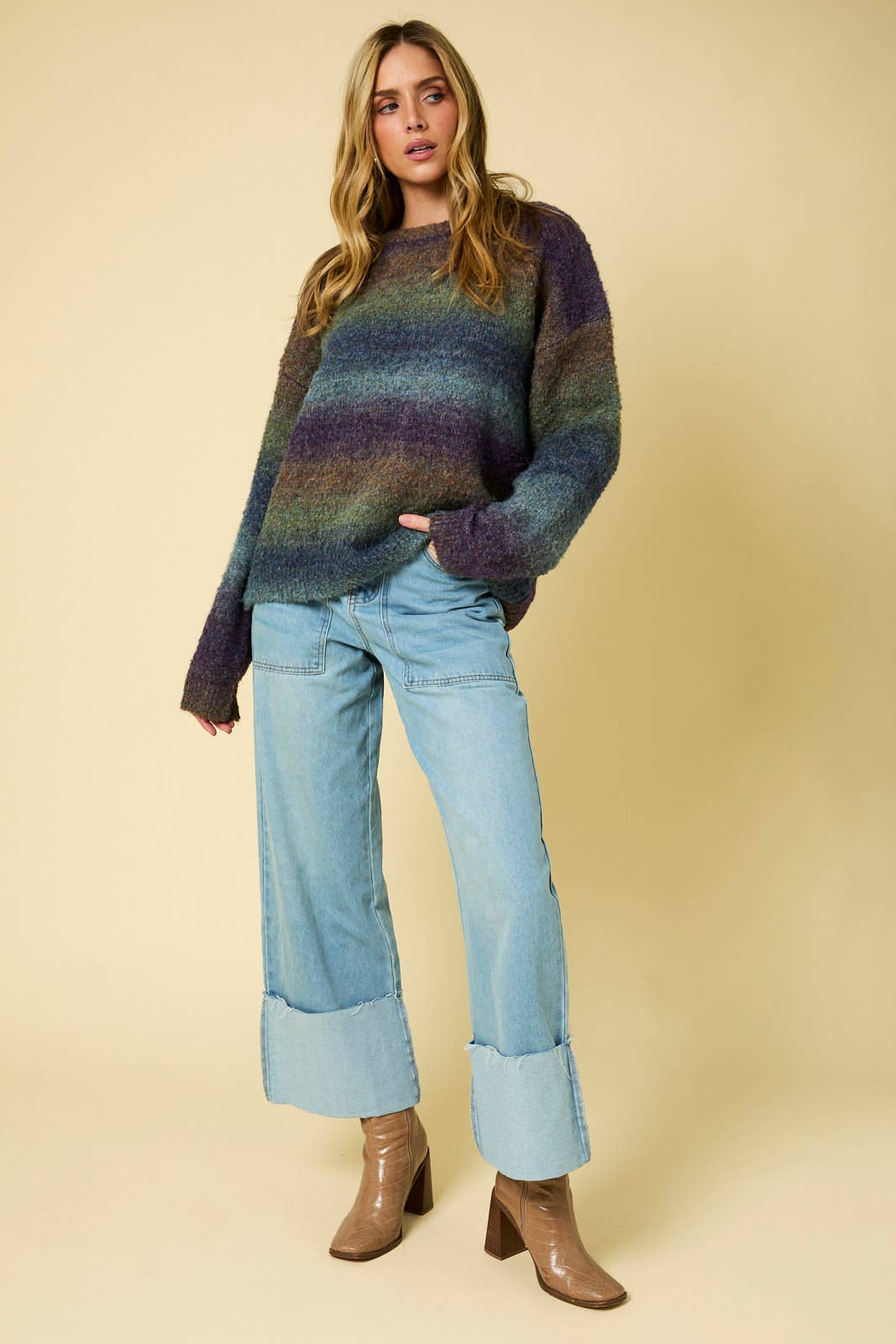Long Sleeve Multi Stripe Sweater
