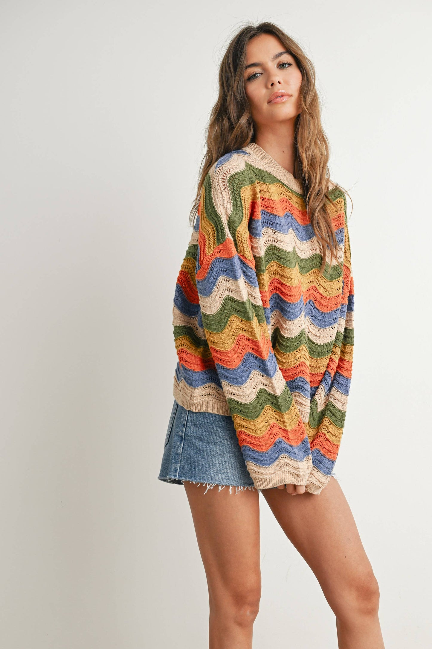 BUTTERMELON - Color Block Sweater  - BMW7639