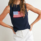 Flag Print Knitted Sleeveless Sweater - BMW7749