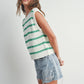 Crew Neck Striped Knit Tank Top