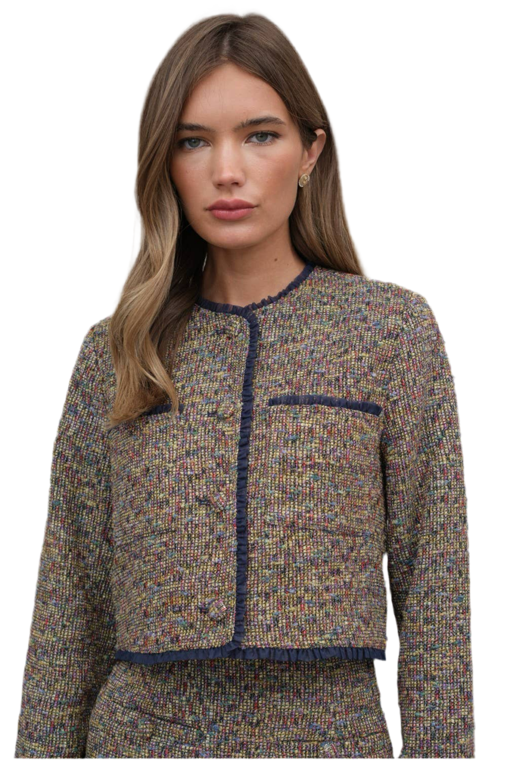 RAISONNEL - TWEED JACKET WITH ORGANZA TRIM-RJ1005