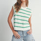 Crew Neck Striped Knit Tank Top