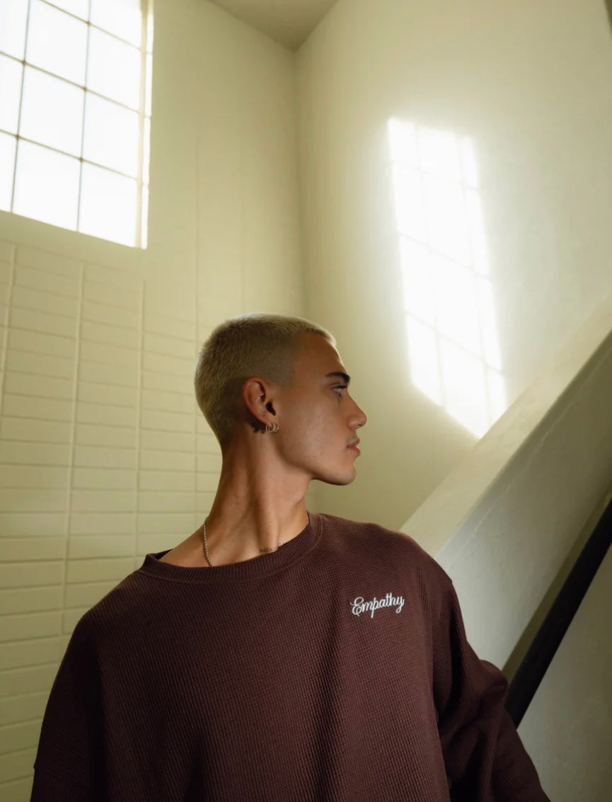 The Mayfair Group Empathy, Always Brown Waffle Crewneck