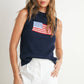 Flag Print Knitted Sleeveless Sweater - BMW7749