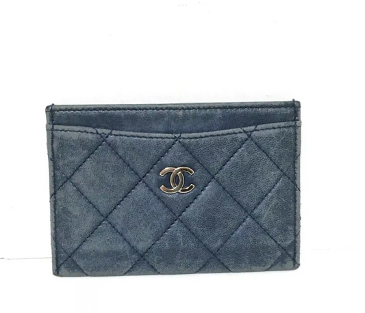 Chanel Matelasse Dark Green Lambskin Card Case