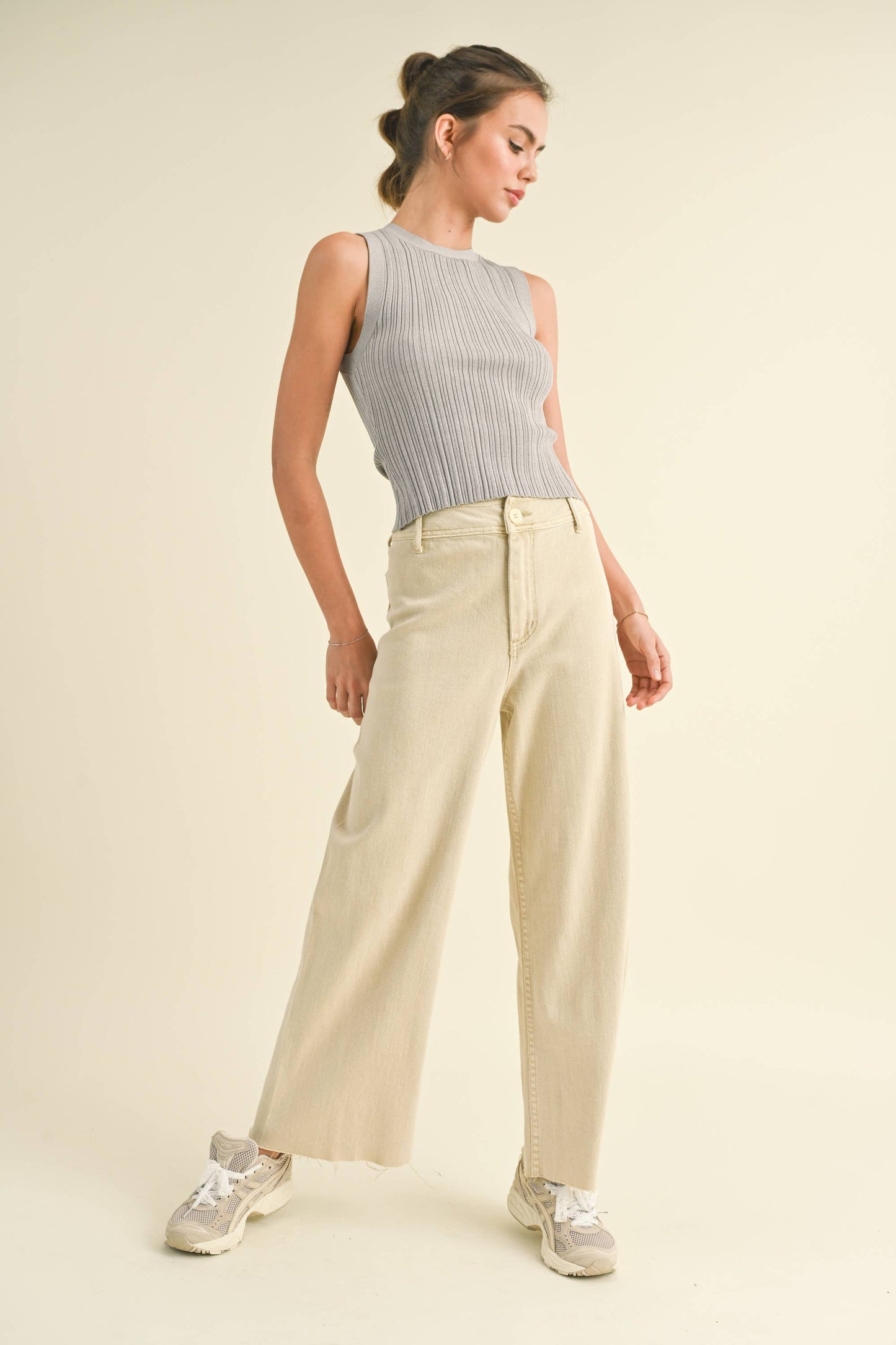 Straight Wide Leg Denim Pants - Miou Muse