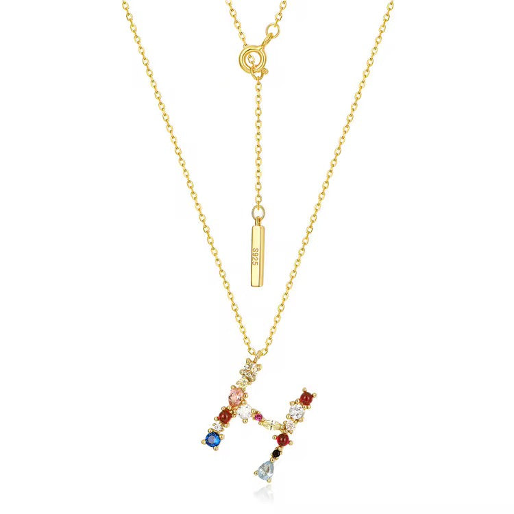 Multicolor Alphabet Pendant Necklace
