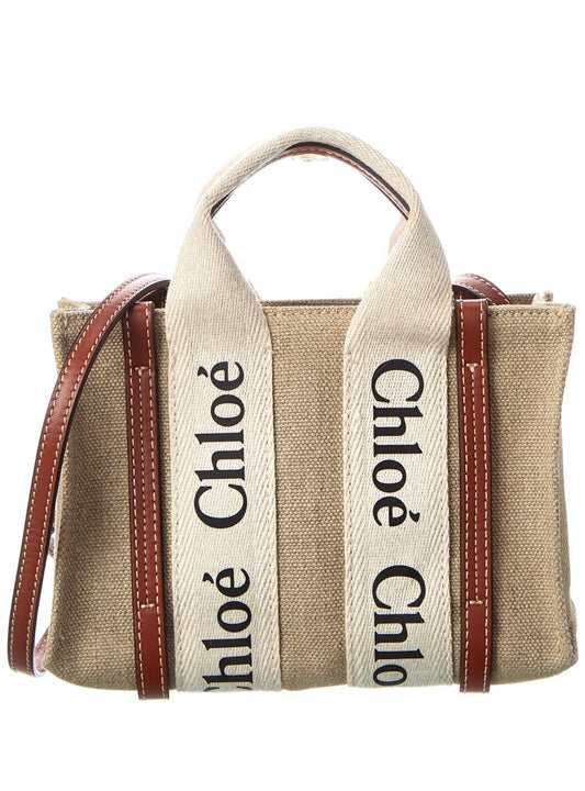 Chloé Woody Mini Canvas & Leather Tote -NEW