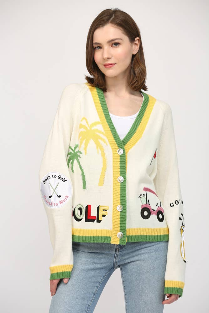 FATE - GOLF EMBROIDERED PATCH CARDIGAN LW2119