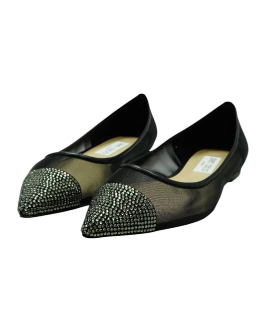 Jimmy Choo Amika Flats in Black Mesh and Rhinestones Strass Shoes
Jimmy Choo