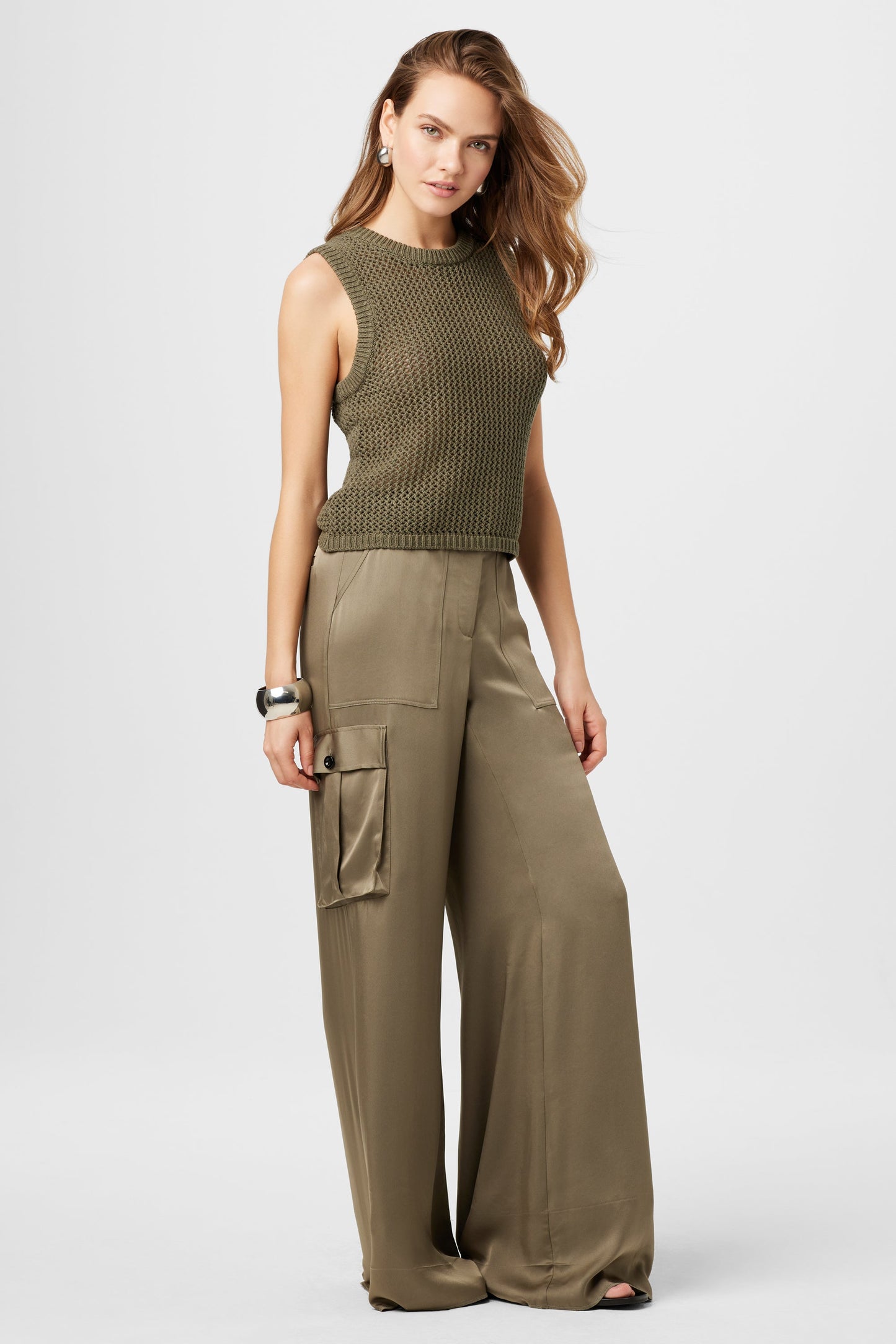 Malia Silky Satin Cargo Pant - TOCCIN