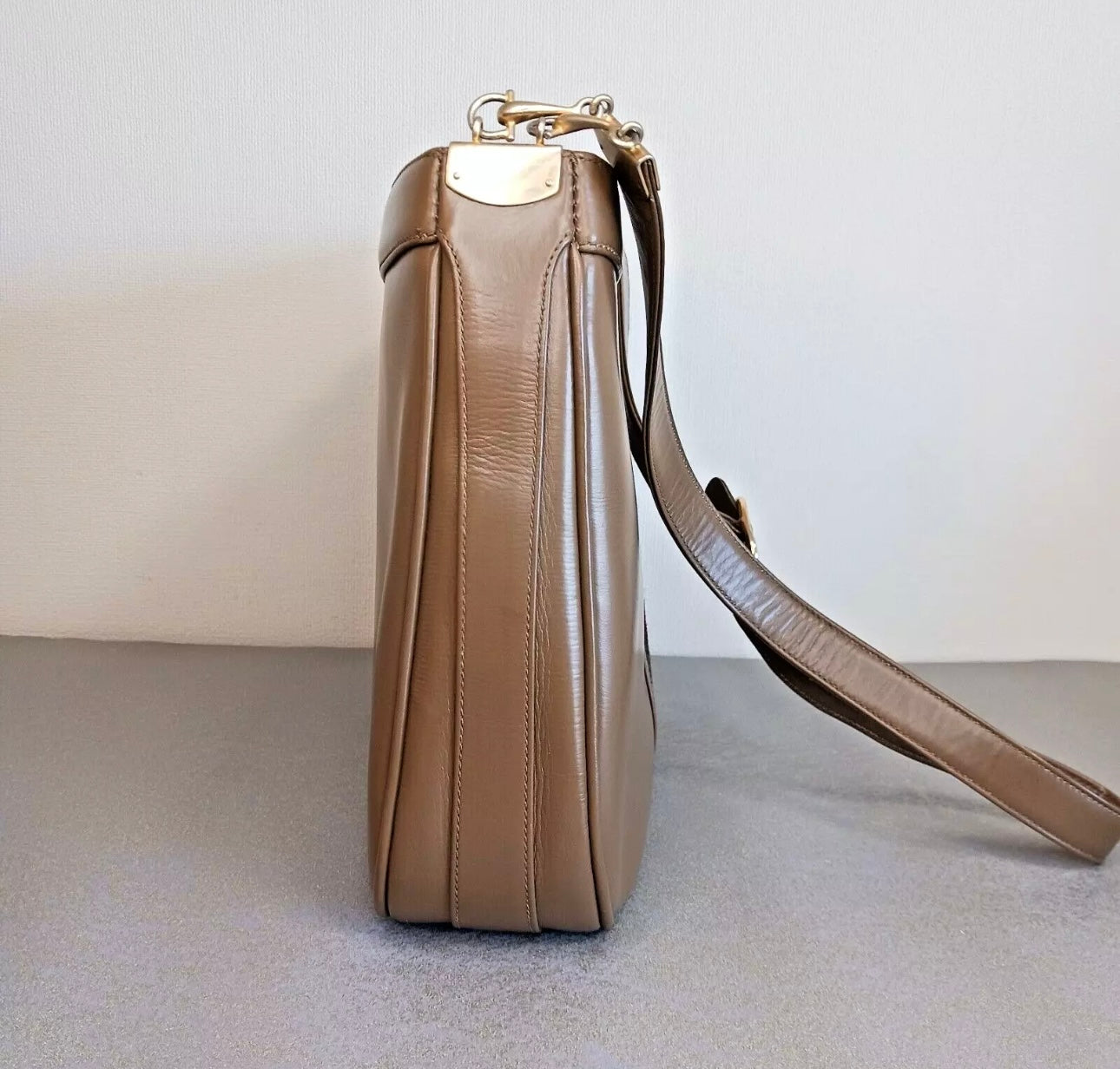 GUCCI 80s Vintage Shoulder Bag Sherry Line Leather Brown Pre-Owned