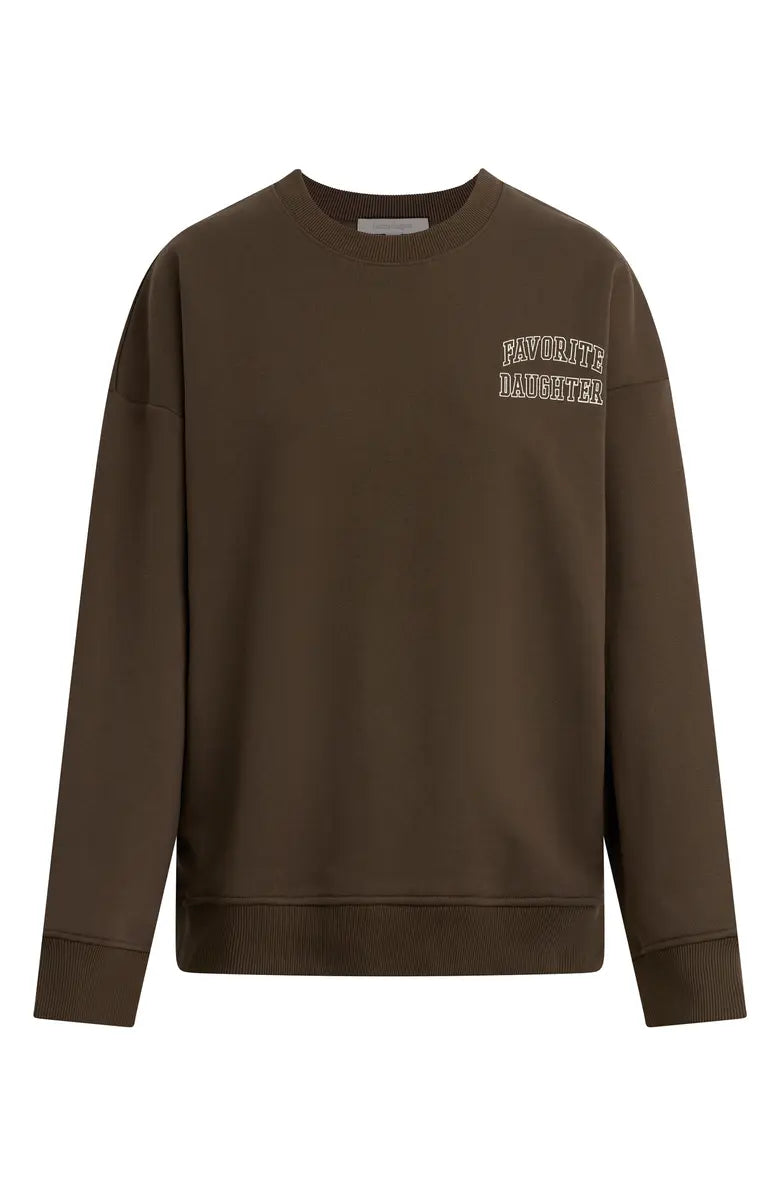 Collegiate Chest Logo Sweatshirt - Coffee/Gardenia