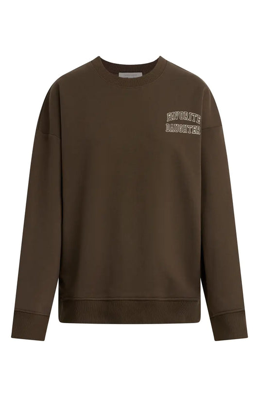 Collegiate Chest Logo Sweatshirt - Coffee/Gardenia