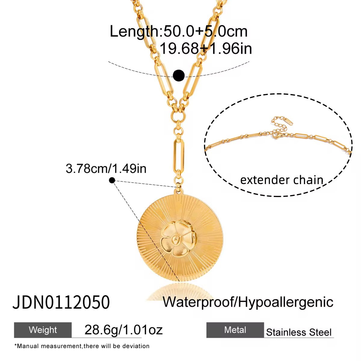 Golden Camellia Medallion Pendant