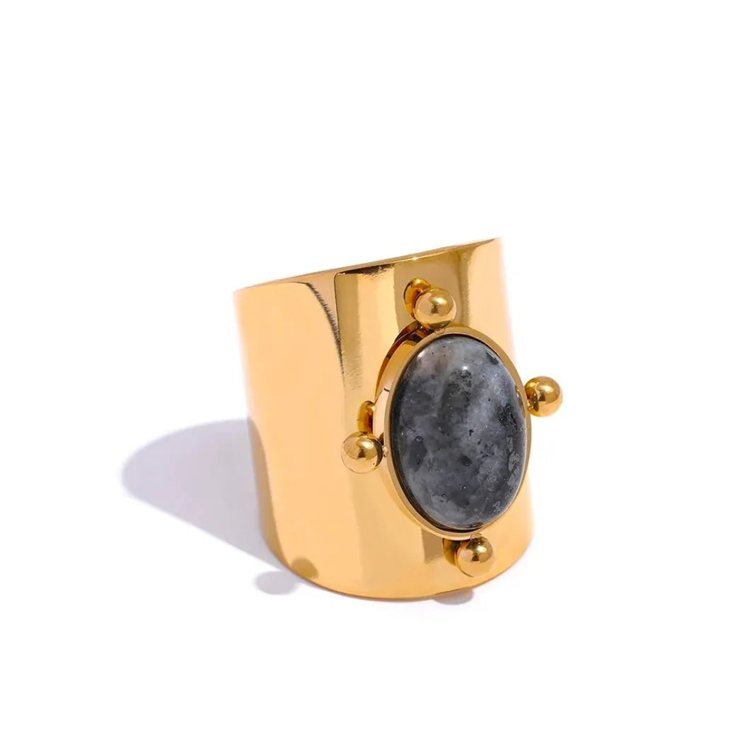 Stone Embedded Shield Ring