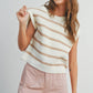 Crew Neck Striped Knit Tank Top