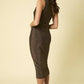 Sleeveless Mock Neck Oblique Cutout Midi Dress