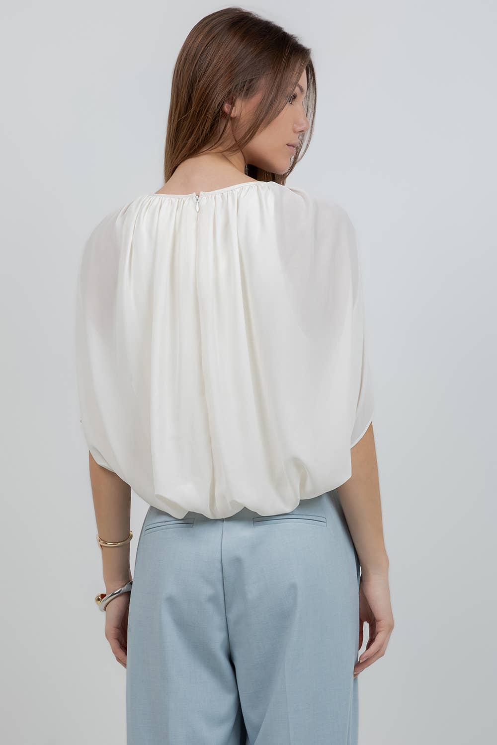 Whiteroom+Cactus - SOFT WOVEN BALLOON TOP WITH CAPE - Ivory / L