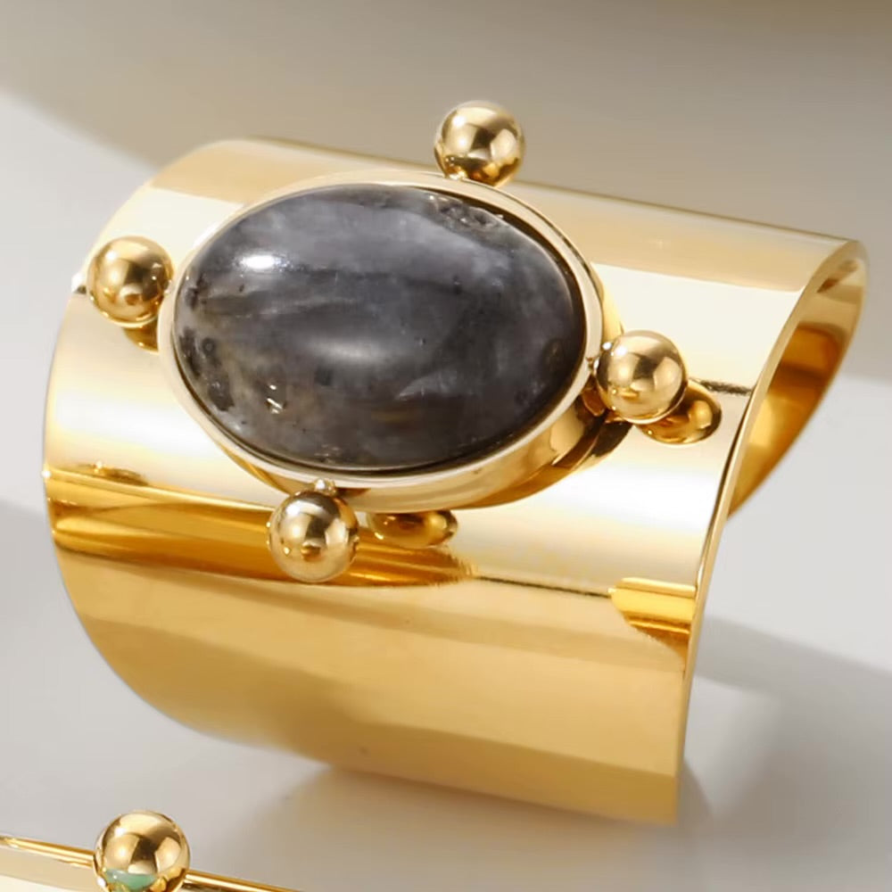 Stone Embedded Shield Ring