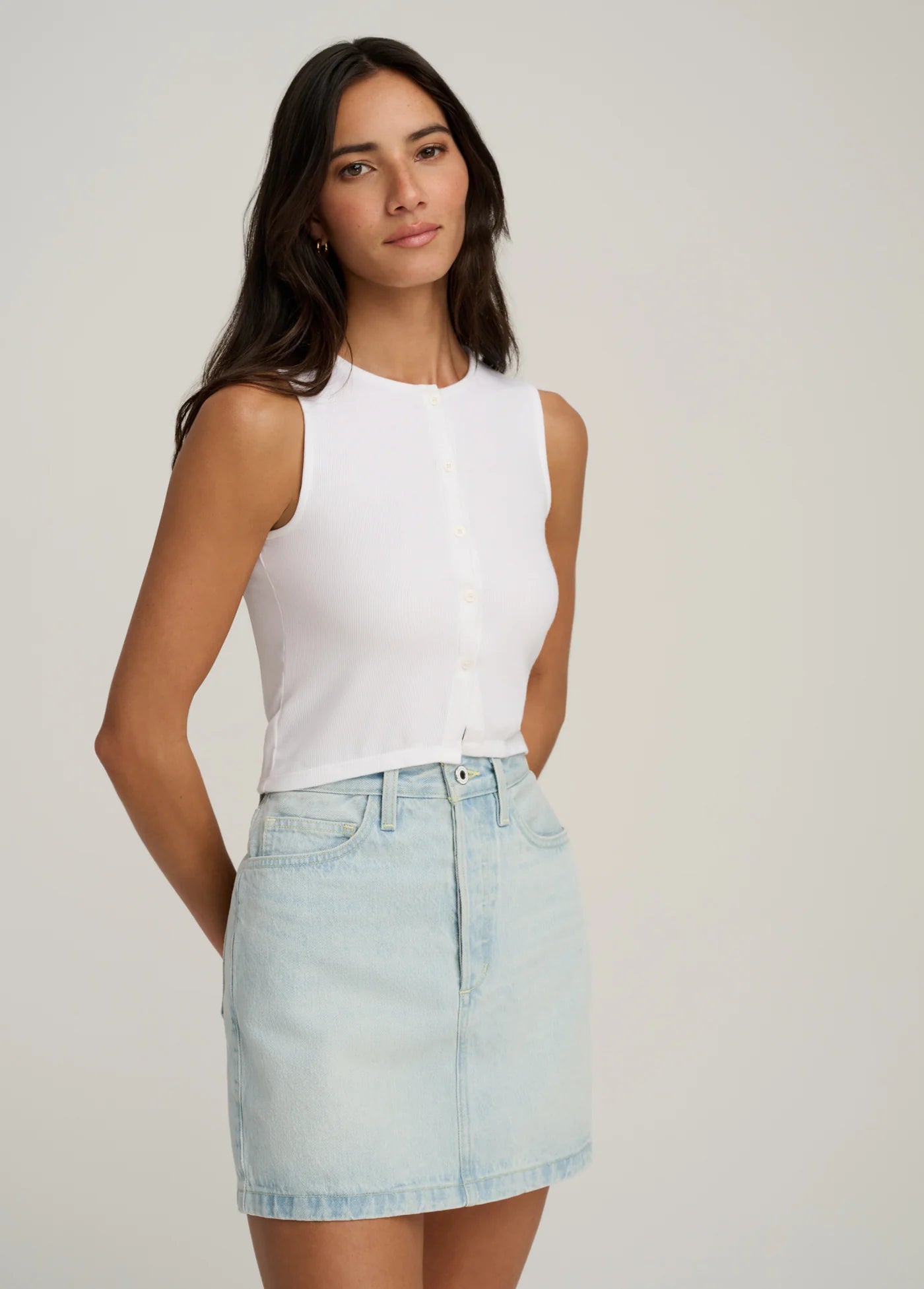 The Dalia Rib Button Front Crop Top- Favorite Daughter