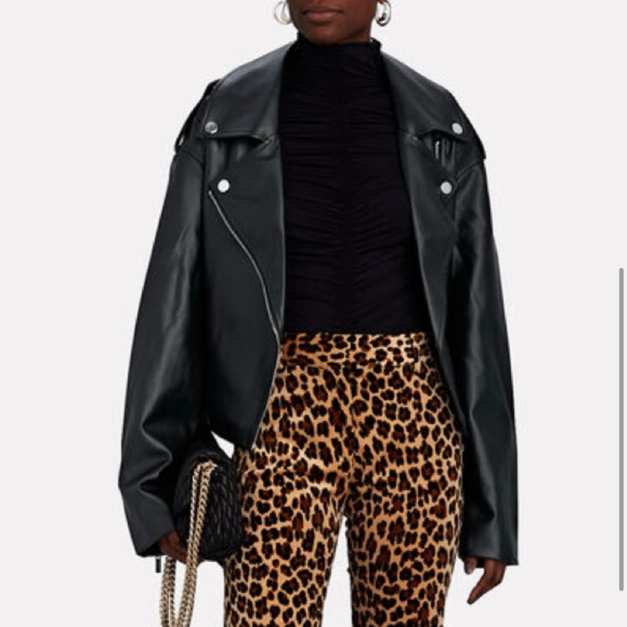 Weworewhat Cropped Faux Leather Moto Jacket