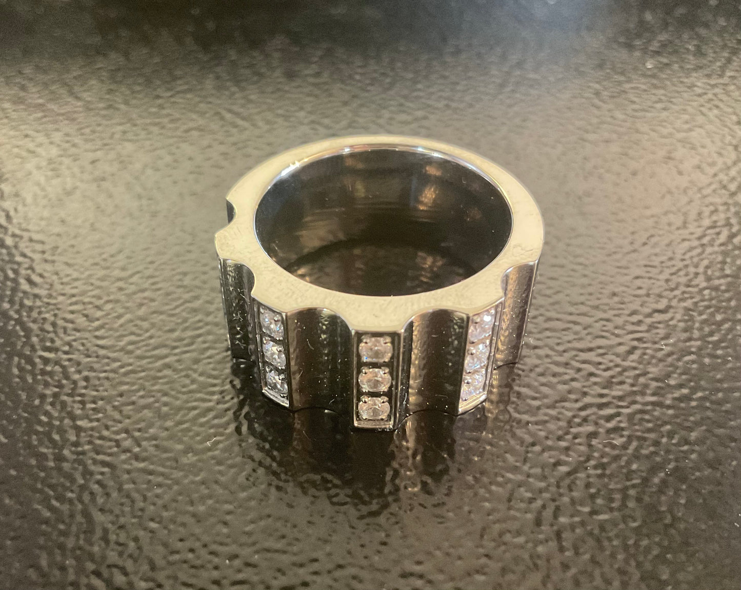 Cubic Zirconium Ridged Rings