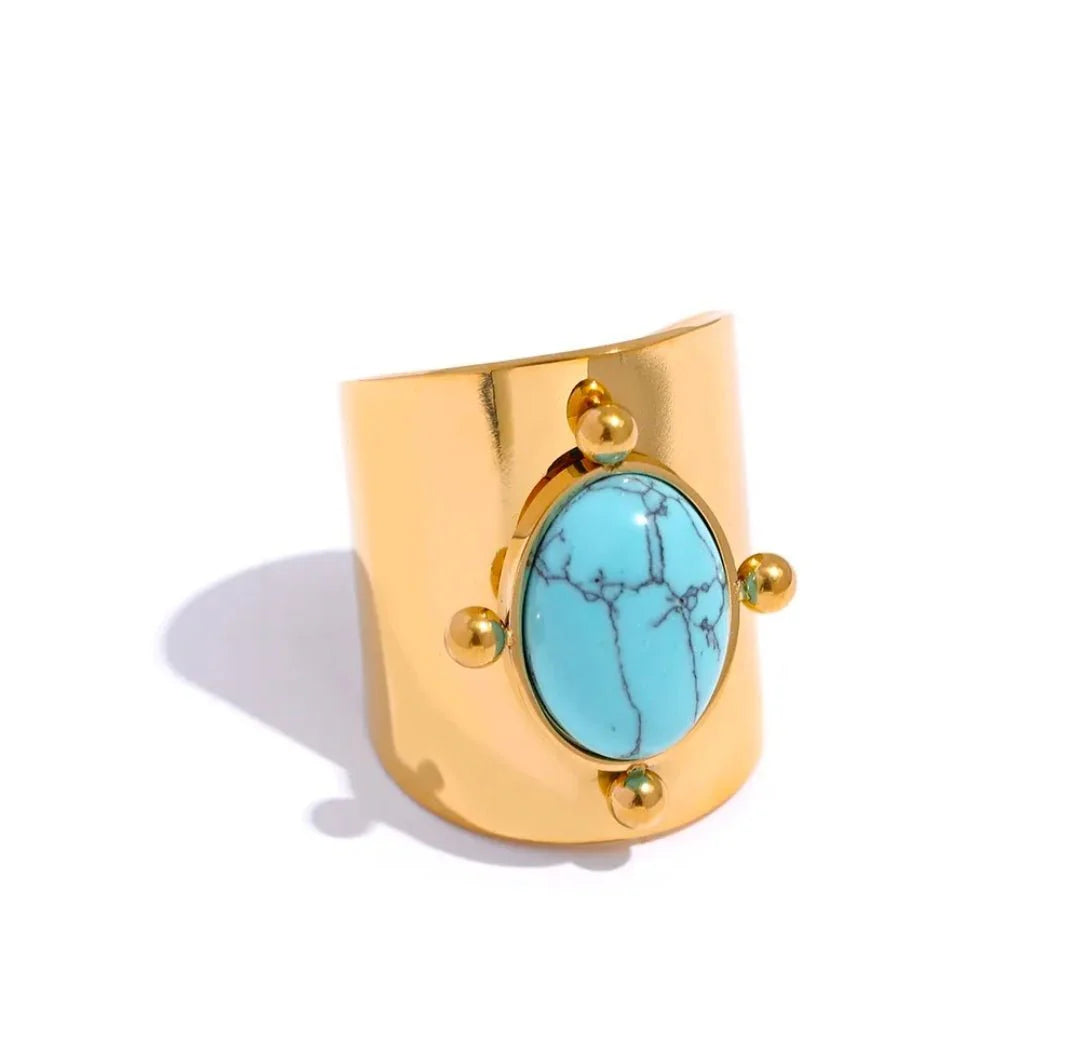 Stone Embedded Shield Ring
