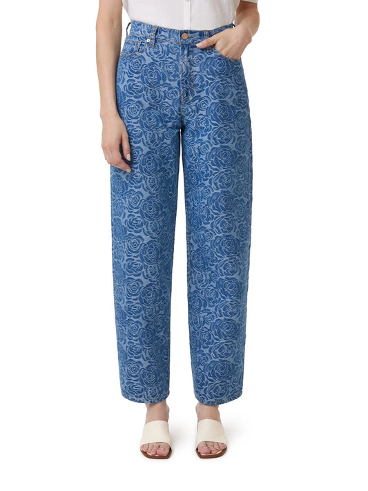 JACQUARED BARREL JEANS