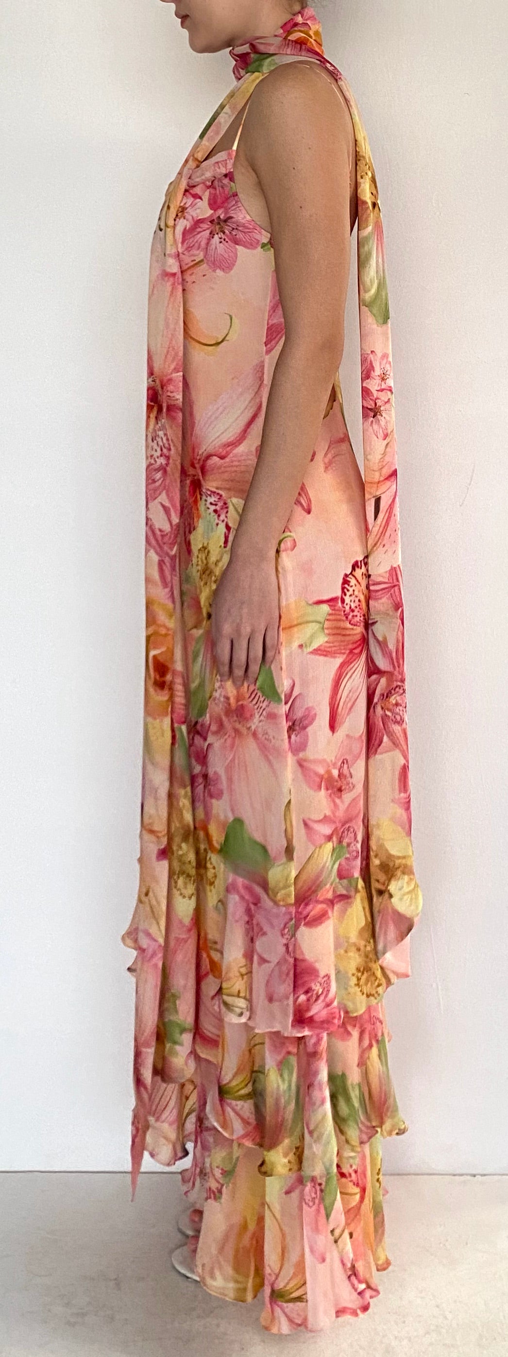 COWL MAXI DRESS WITH SASH