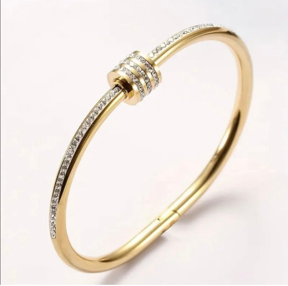 Classic Pavé Knot Bangle Bracelet – Gold or Silver
