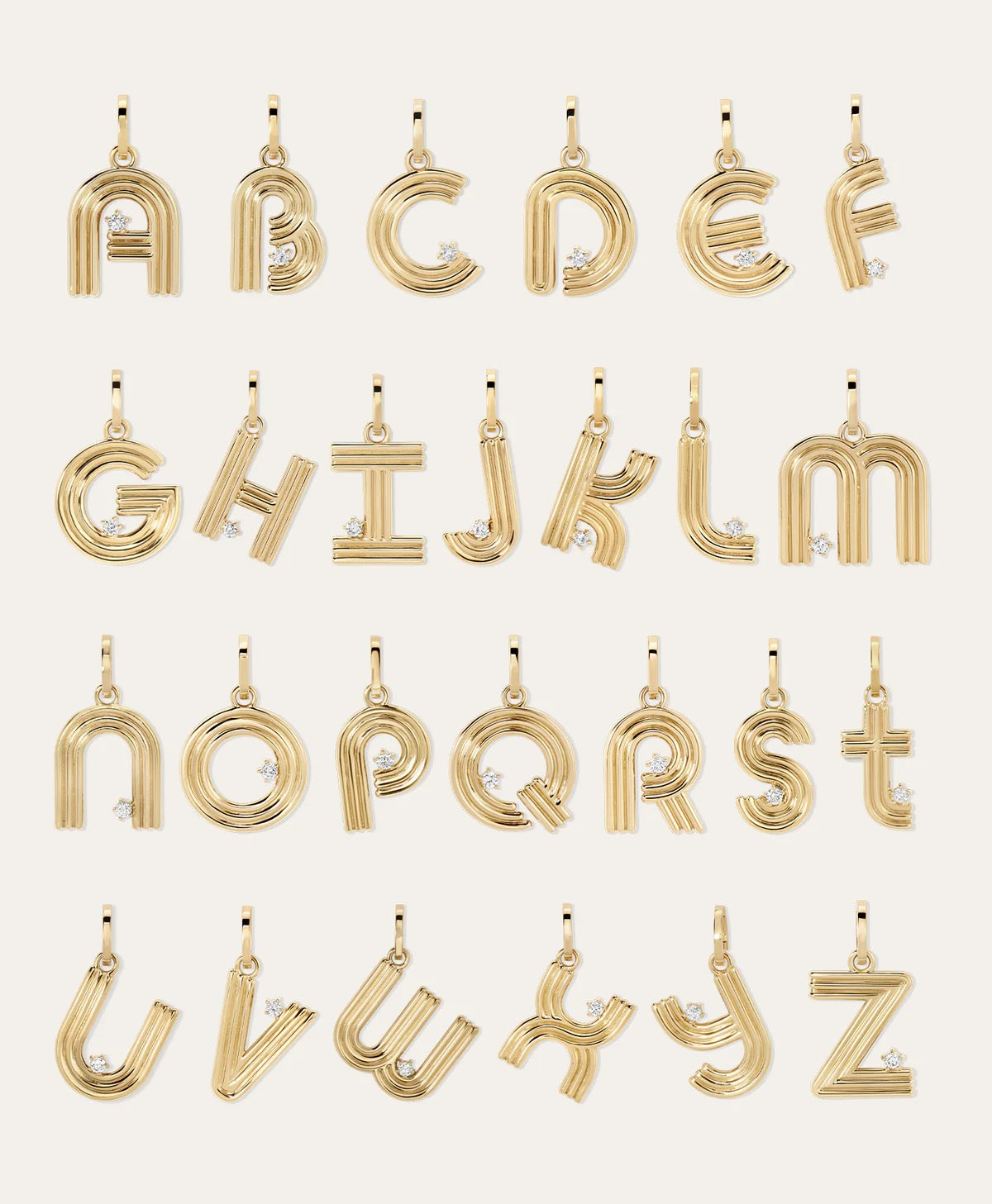 Groovy Diamond Initial Hinged Charms