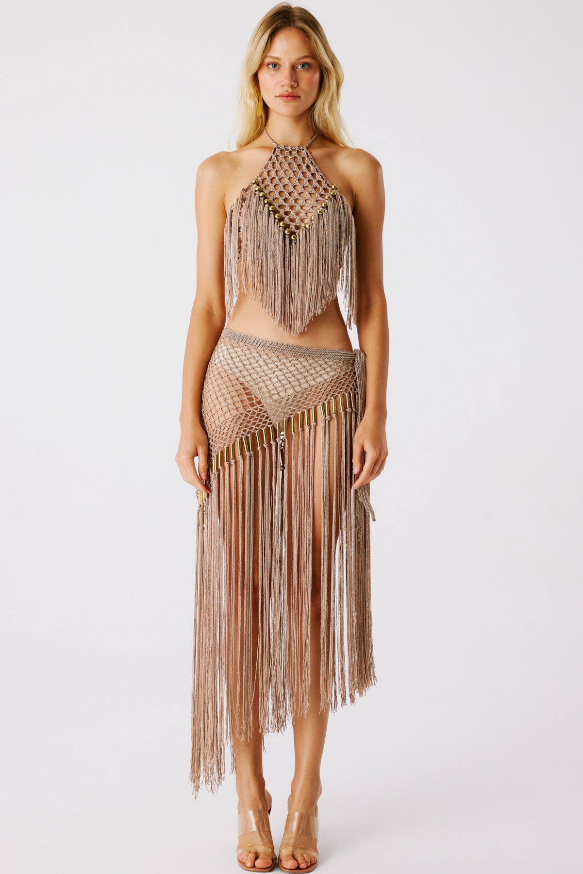 Aria Hand Crochet Fringe Skirt