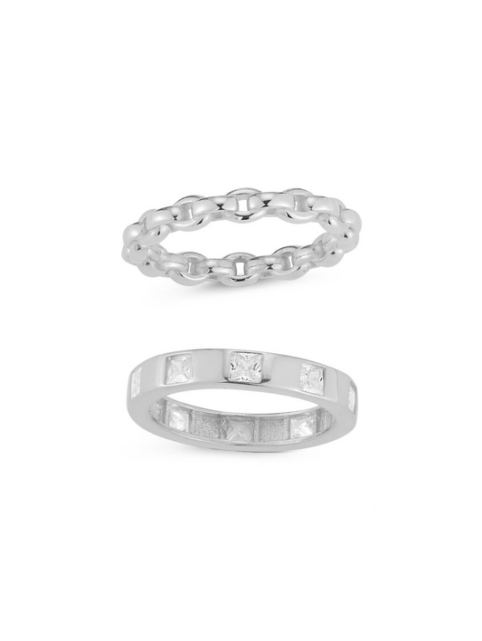 Chloe and Madison Silver CZ Ring Set Ring