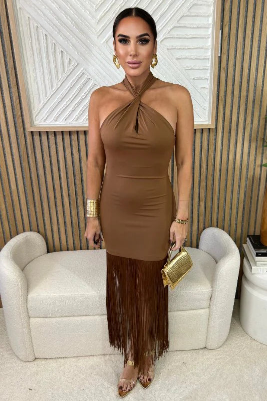Toffee Fringe Dress