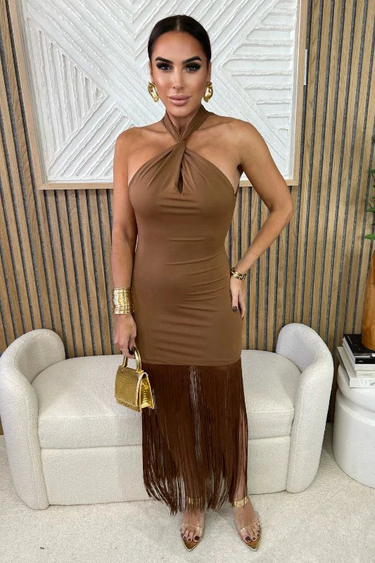 Toffee Fringe Dress