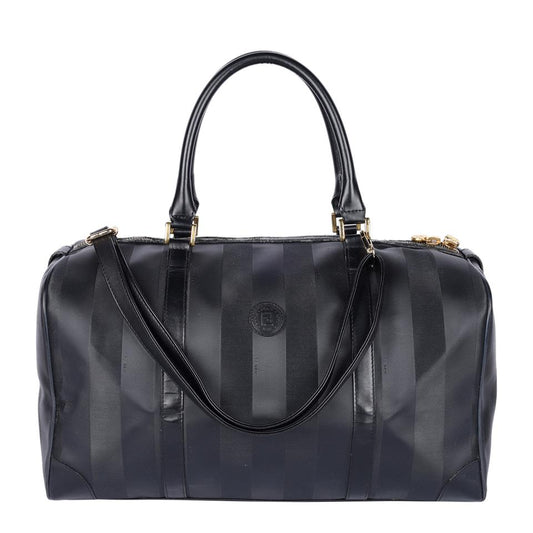 Authentic, pre-loved Fendi 2way duffle black travel handbag with strap. Features inside zipper pocket and black canvas and leather with stripes.
FAA approved for all airlines as a carry-on.
Shoulder drop: 34" - adjustable Made in France - 21"L x 9"W x 11"