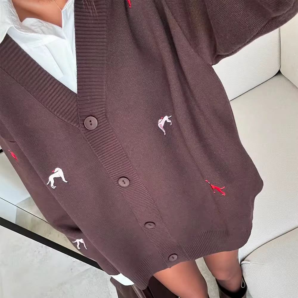 Dachshund Embroidered Cardigan