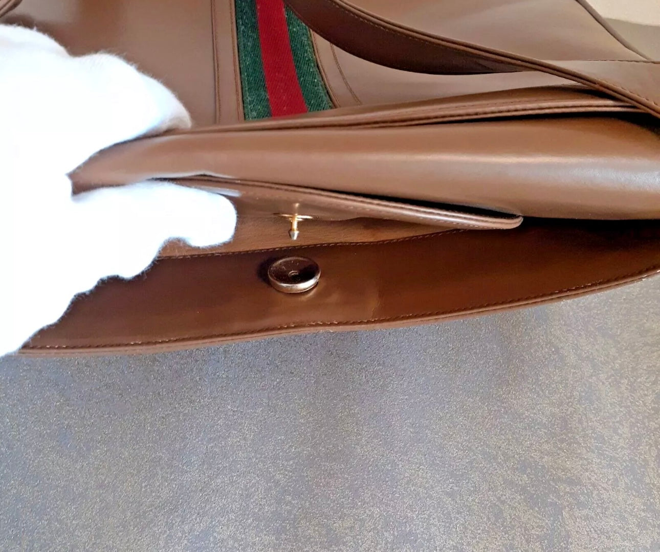 GUCCI 80s Vintage Shoulder Bag Sherry Line Leather Brown Pre-Owned