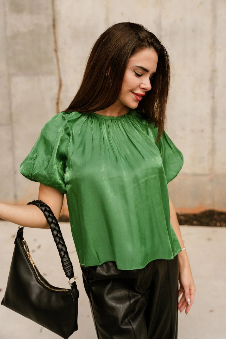Shimmer Puff Sleeve Blouse