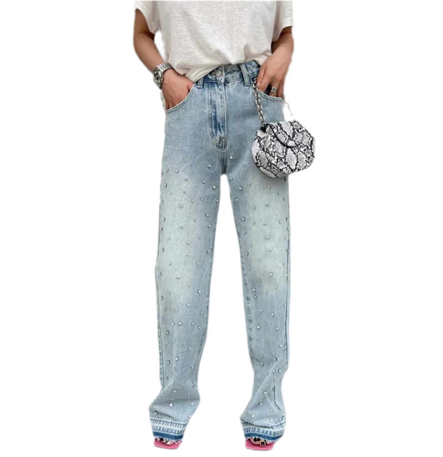 Rhinestone wide Leg Jeans