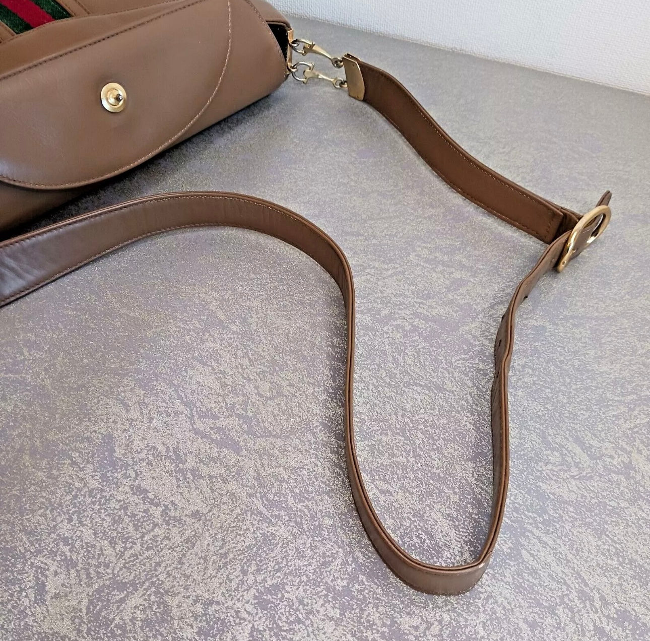 GUCCI 80s Vintage Shoulder Bag Sherry Line Leather Brown Pre-Owned