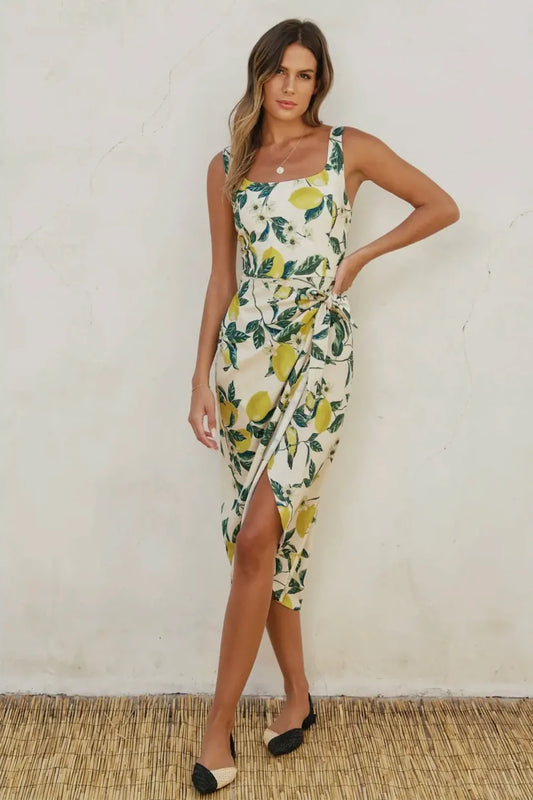 Vintage Lemonade Tulip
Hem Midi Wrap Dress
